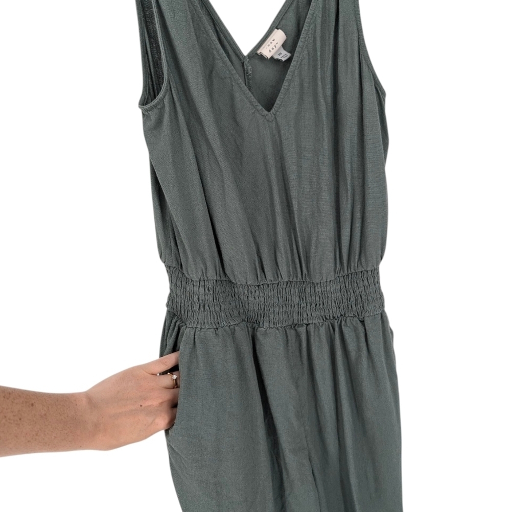 A New Day Linen Blend Jumpsuit Green XS - Picture 3 of 6